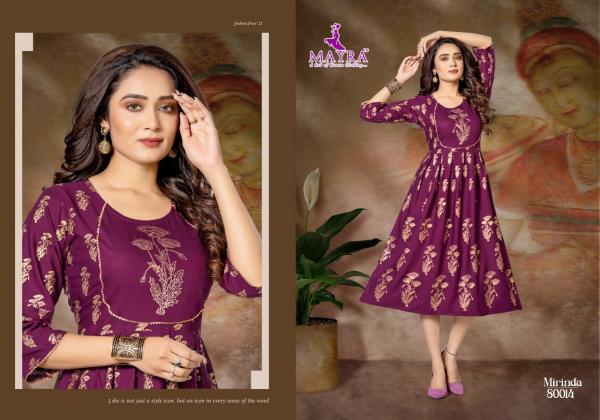 Mayra Mirinda Rayon Gold Print Designer Kurti Collection